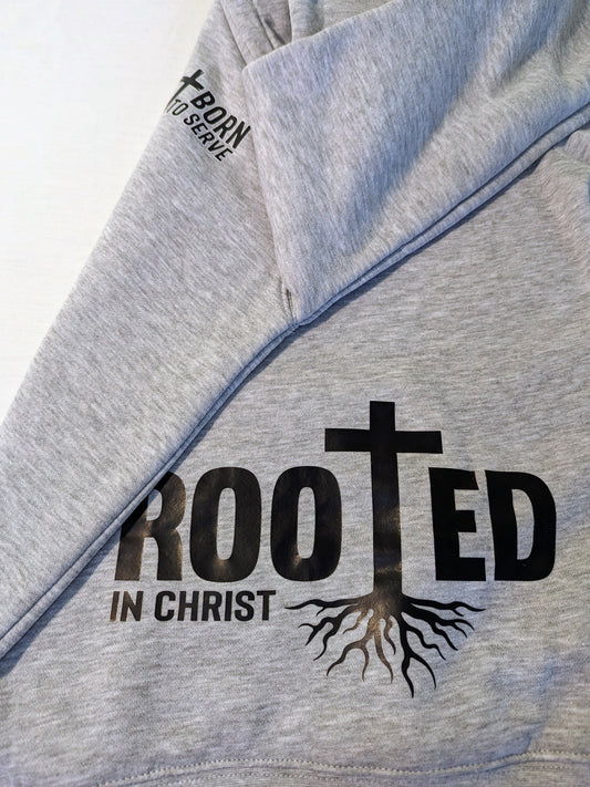 Grey Hoodie - Born to serve|Rooted