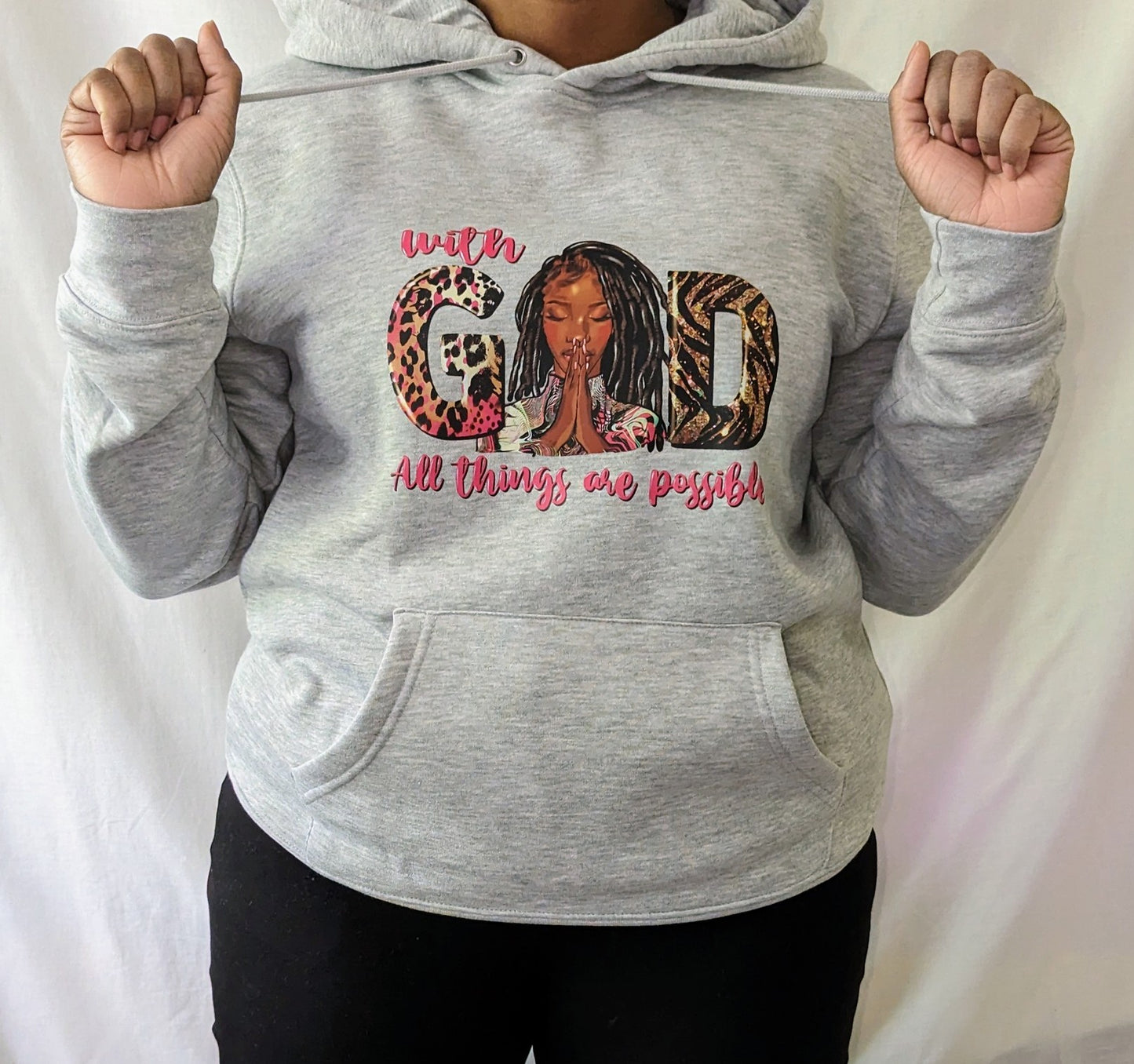 Female Grey Hoodie - With God all things are possible