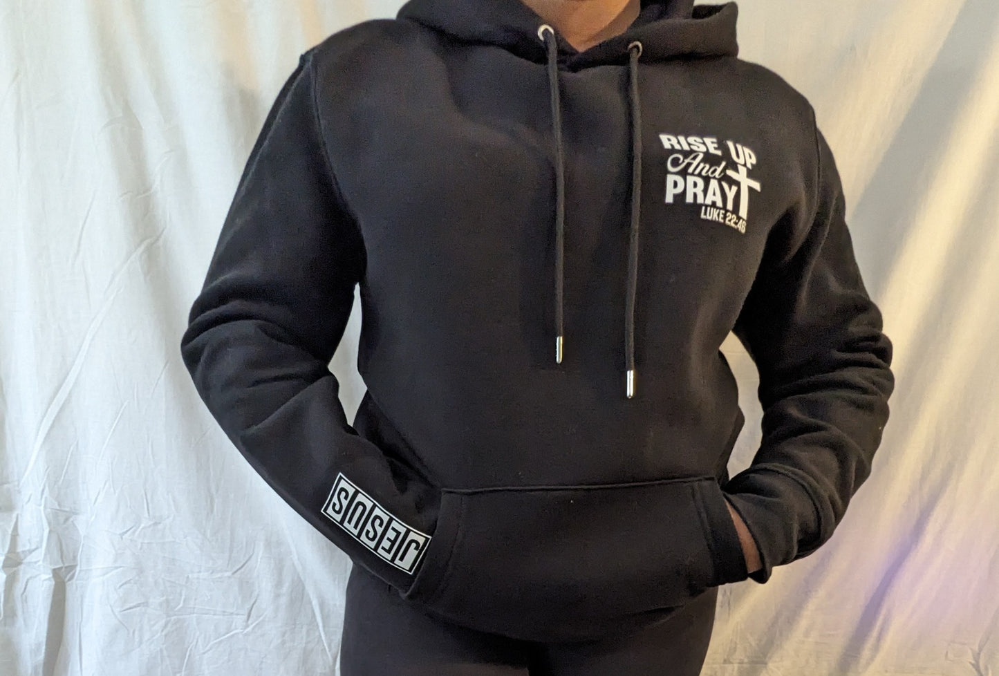 Black Hoodie. Rise up and pray