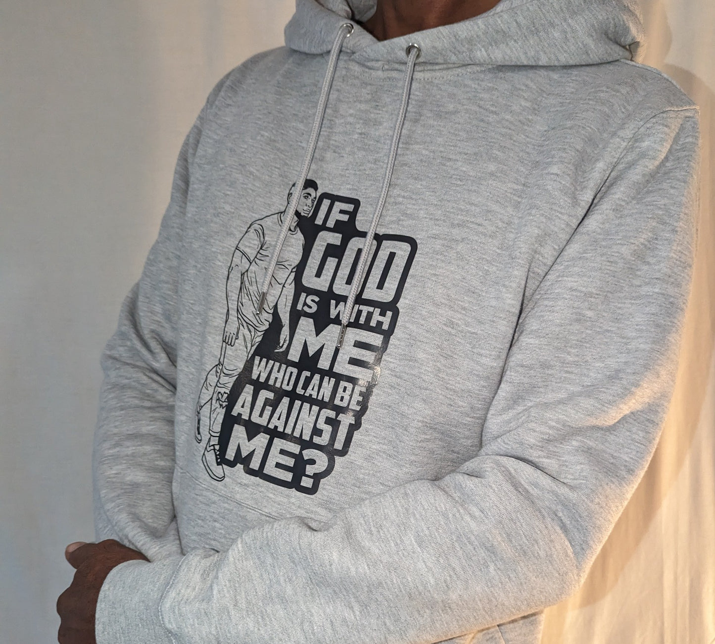 Men Grey hoodie - If God is for me