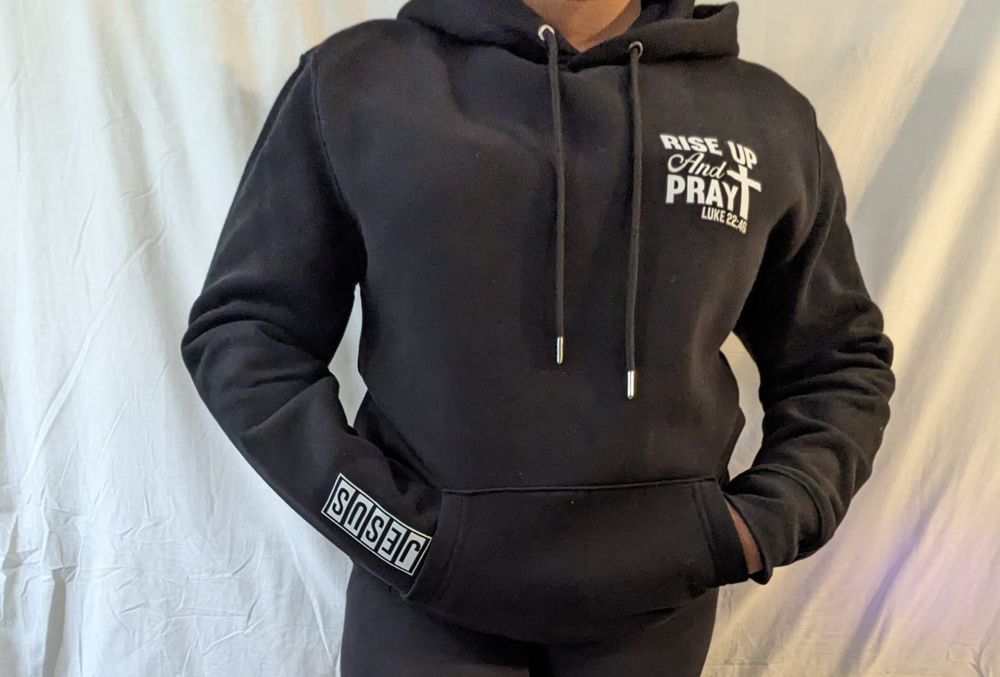 Black Hoodie. Rise up and pray